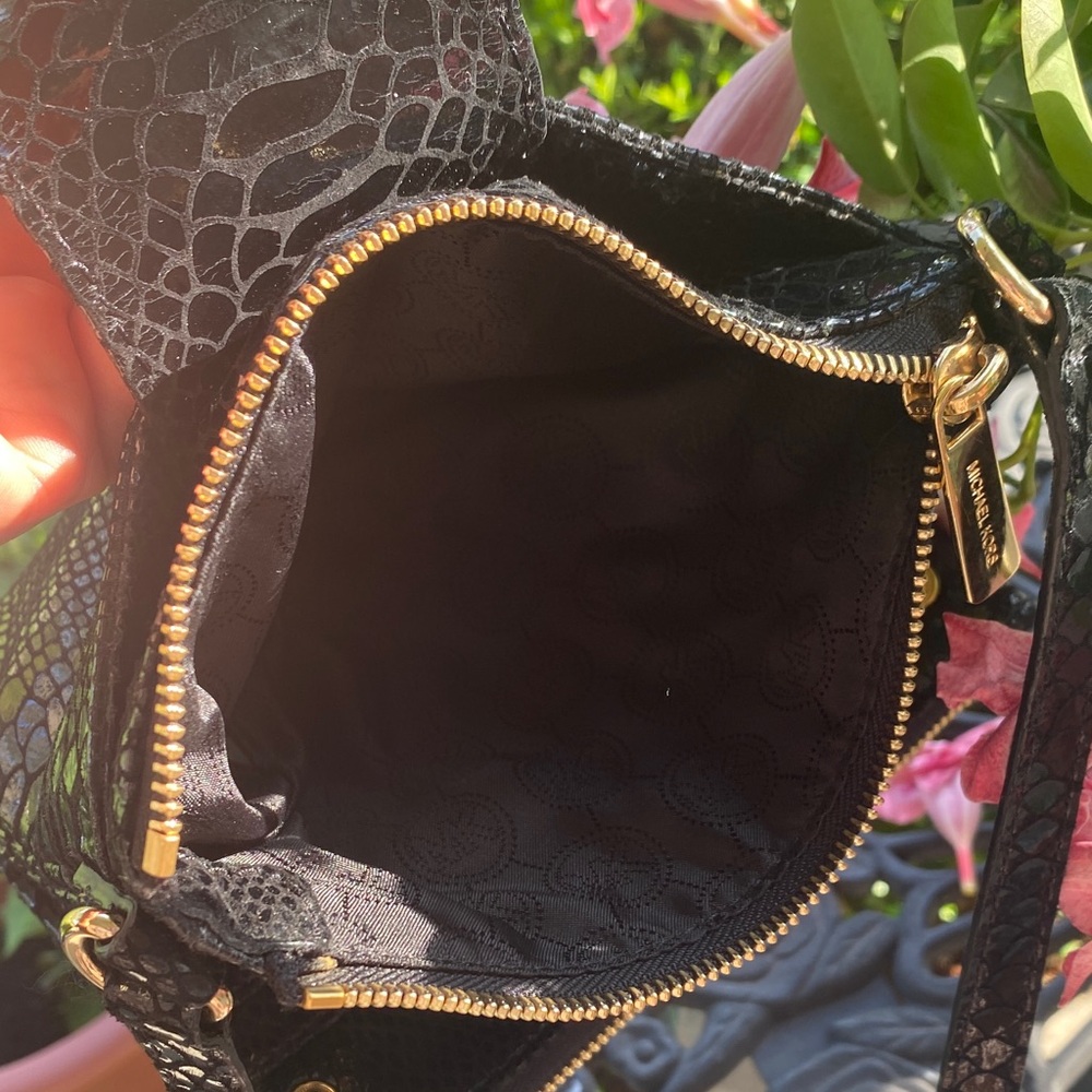 Michael Kors Black Python Embossed Leather Crossbody Black Snakeskin - Picture 12 of 14
